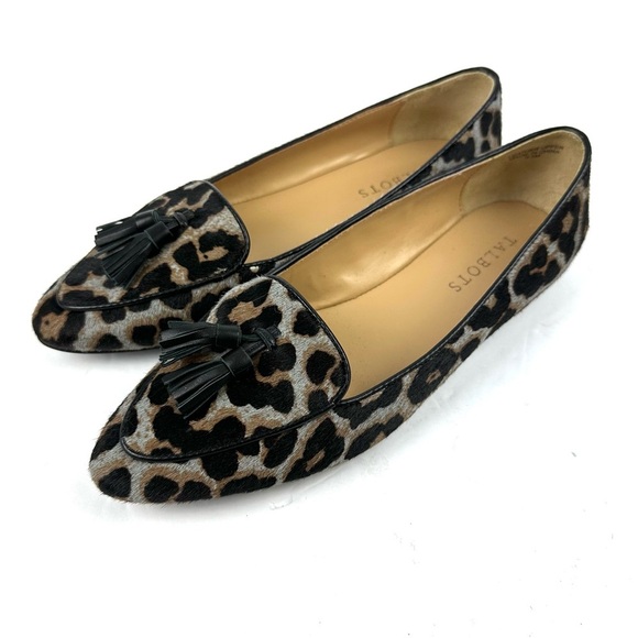 Talbots Francesca Driving Shoes 6.5 Tassel Animal Print Clad Hair Slip On Loafer - Picture 1 of 9